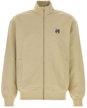 Maison Kitsuné Fox Head Zipped Comfort Sweatshirt - Natural