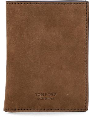 Tom Ford Nubuck Leather Card Holder - Brown