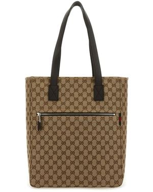 Gucci Fabric Shopping Bag Gg Medium - Brown