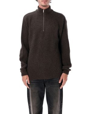 COLORFUL STANDARD Recycled Merino Wool Quarter Zip Jumper - Black