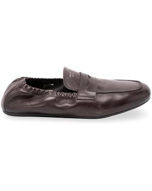 Prada Shuffle Antiqued Leather Loafers - Brown