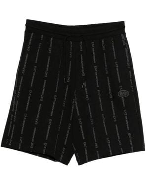 EA7 Logo-Print Shorts - Black