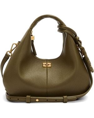 Ganni Military Polyester Polyurethane Hobo Bag - Green