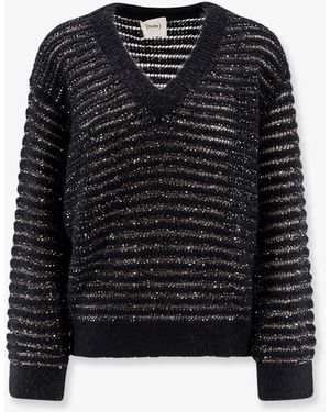 Nude Wool Blend Sweater With Sequins - Black