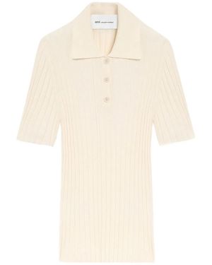 Ami Paris Cream Ribbed Knit Shirt - Natural