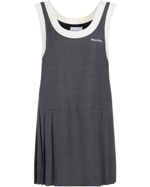 Miu Miu Dark Wool Mini Dress - Grey