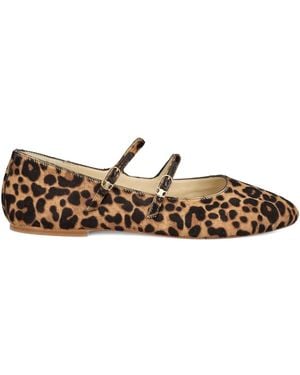 Celine Leopard Print Double-Strap Flats - Brown