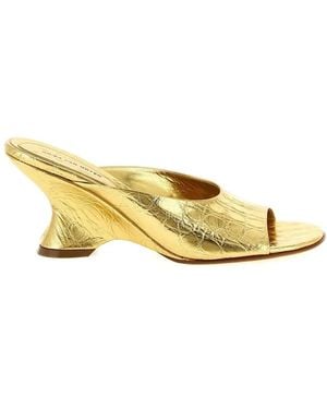 Dries Van Noten Open-Toe Leather Mules - Metallic