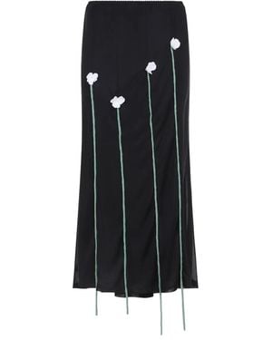 Moschino Midi Skirt Flowers Details - Black