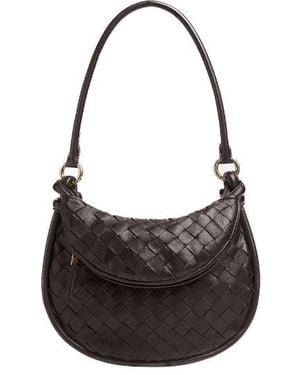Bottega Veneta Gemelli Leather Shoulder Bag - Black