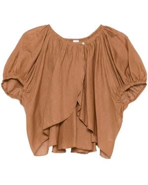 120% Lino Linen Blouse - Brown