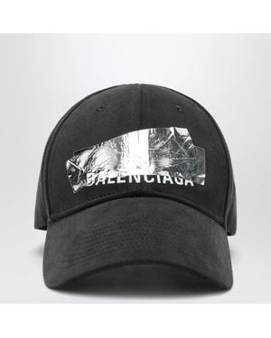 Balenciaga Baseball Cap With Graphic Logo Patch - Black
