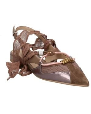 Pinko Leather Flat Shoes - Brown
