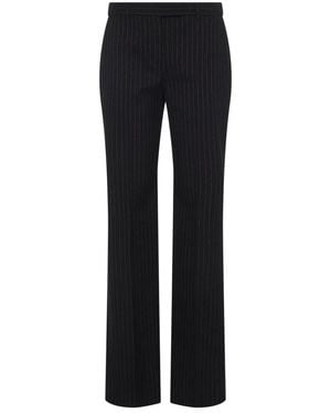 McQueen Pinstripe Lurex Wool Trousers - Black