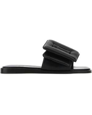 Boyy Leather Puffy Slippers - Black