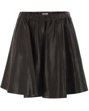 Brunello Cucinelli Dark Flared Mini Circle Skirt Crafted - Black
