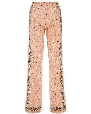 Palm Angels Printed Linen Blend Pant - White