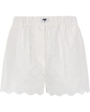 MSGM Shorts Con Motivo Traforato - White