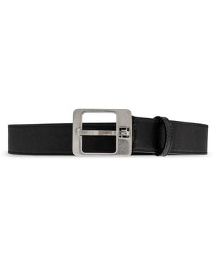 Fendi Ff Monogram Buckle Leather Belt - Black