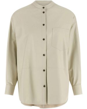 Yves Salomon Leather Shirt - White