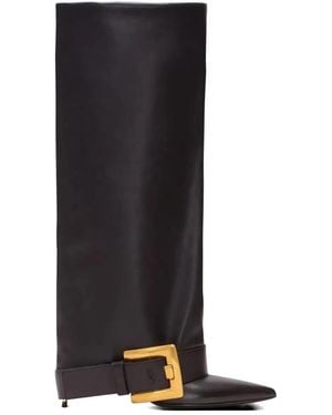 Balmain "Anthem" Calfskin Knee Boot - Black