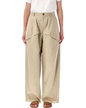 Loewe Cotton Paneled Pants - Natural