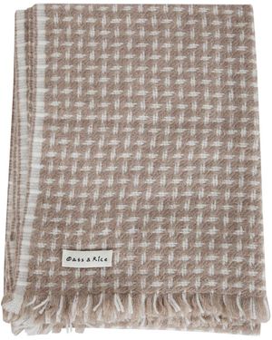 Oats & Rice Cross Pattern Twill Cashmere Scarf - Multicolour