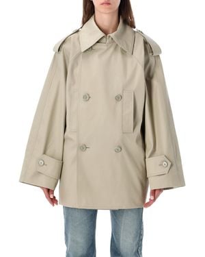 Balenciaga Double-Breasted Trench - Natural