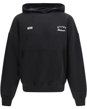 Gcds Hooded Sweatshirt With Back Band Logo - Black