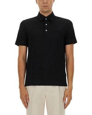 ZEGNA Cotton Polo Shirt With Pocket - Black