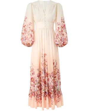 Zimmermann Awaken Plunge Maxi Dress - Pink