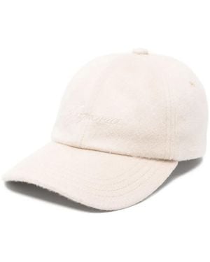 Jacquemus Light Wool Embroidered Logo Hat - Natural