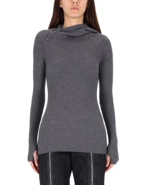 Jean Paul Gaultier Ribbed Wool Sweater - Gray
