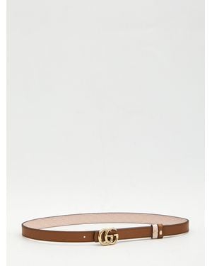 Gucci Reversible Gg Marmont Skinny Belt - White
