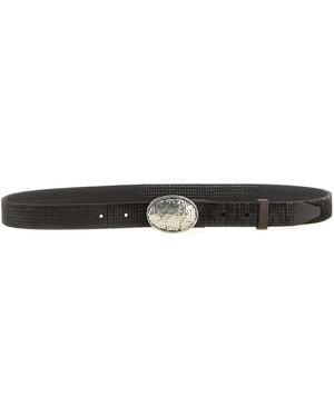 Brunello Cucinelli 'Texture' Leather Belt - Black