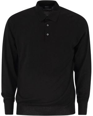 Fedeli Virgin Wool Polo Shirt - Black