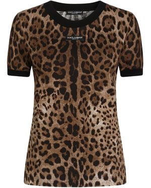 Dolce & Gabbana Dolce & Gabbana Leopard-Print Jersey T-Shirt - Black