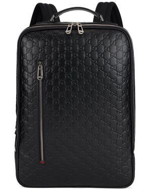 Gucci Medium Monogram Leather Backpack - Black