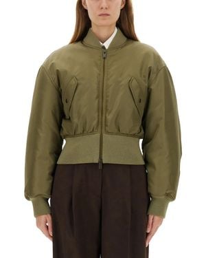 Saint Laurent Cropped Bomber Jacket - Green