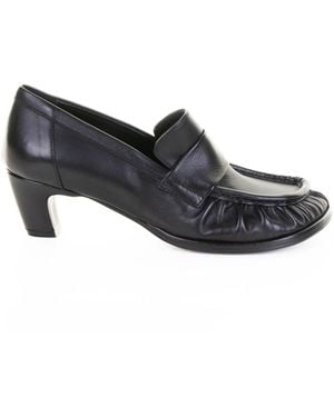 Elena Iachi Ebony Leather Heeled Moccasin - White