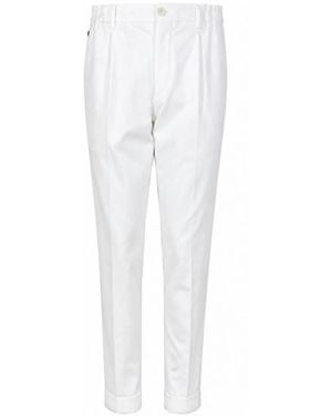 GTA Virgin Wool Silk Linen Cashmere Trousers - White