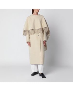 Rohe Cape Coat With Fringes - Natural