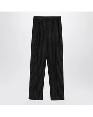 Max Mara Pinstriped Wool Pants - Black