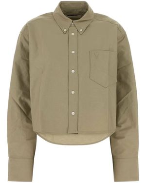 Ami Paris Taupe Cotton Cropped Oxford Shirt - Green