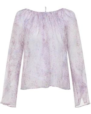 Alberta Ferretti Printed Organza Blouse - Purple