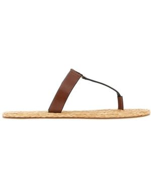 Saint Laurent Babylone Leather Sandals - Brown