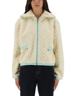 CASABLANCA Monogrammed Fleece Jacket - Natural