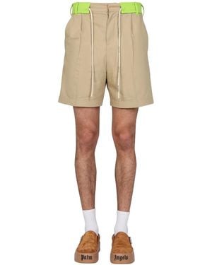 Palm Angels Side Band Bermuda Shorts - Natural