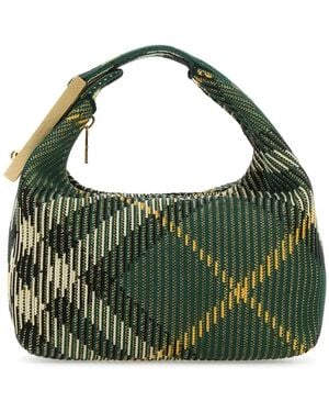 Burberry Embroidered Nylon Mini Peg Handbag - Green