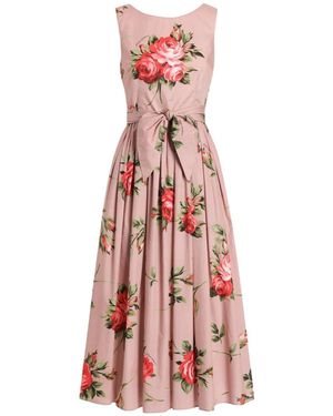 Dolce & Gabbana Dolce & Gabbana Rose Bouquet Print Midi Dress - Pink